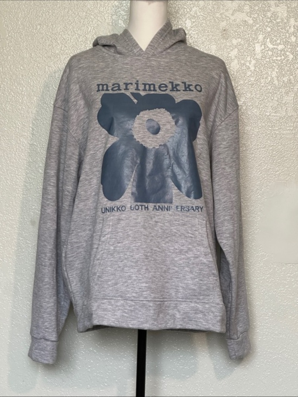 Handmade Print Grey Unikko Graphic Hoodie L-XL